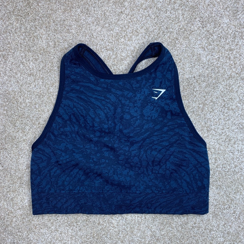 GYMSHARK Adapt Animal Seamless Sports Bra - Size M (Dark Blue)